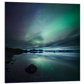 Aluminium print Northern Lights over Jokulsarlon