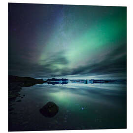 Foam board print Northern Lights over Jokulsarlon