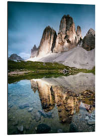 Aluminiumsbilde Majestic Three Peaks (Tre Cime di Lavaredo) mountains in the Dolomites, Italy