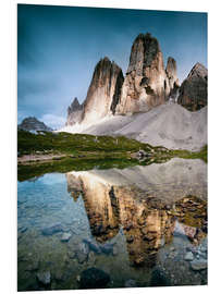 Foam board print Majestic Three Peaks (Tre Cime di Lavaredo) mountains in the Dolomites, Italy