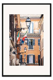 Gerahmter Kunstdruck Straße im Zentrum der Altstadt von Rom, Italien