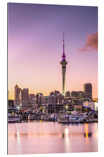 Tableau en plexi-alu La ville d'Auckland et son port au lever du soleil, Nouvelle-Zélande