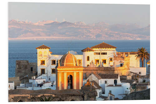 PVC print Strait of Gibraltar and town of Tarifa at sunset, Andalusia, Spain