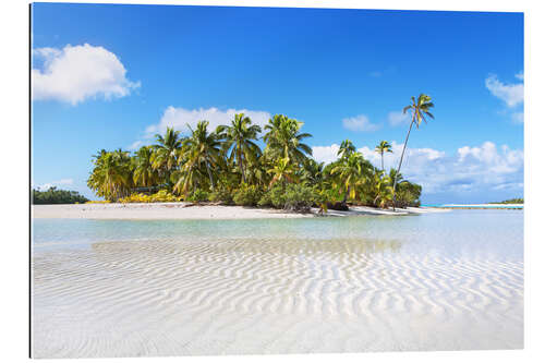 Tableau en plexi-alu Plage tropicale avec palmiers aux îles Cook