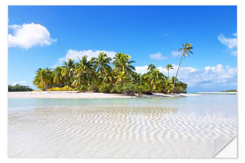 Vinilo para la pared Tropical beach with palm trees, One Foot Island, Aitutaki, Cook Islands