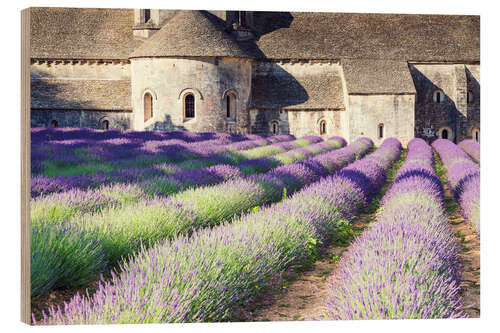 Trätavla Famous Senanque abbey with its lavender field, Provence, France