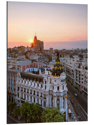 Aluminium print Gran Via at sunset