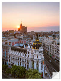 Sticker mural Gran Via au coucher du soleil