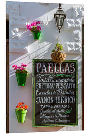 Foam board print Typical whitewashed ornate wall and paella sign, Andalusia Spain