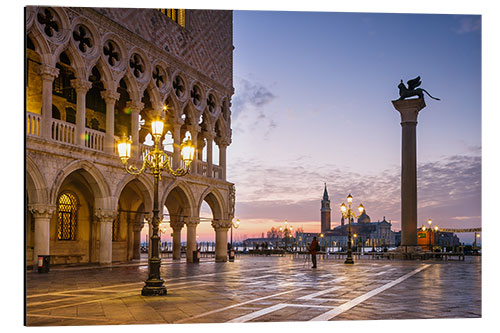 Alubild Markusplatz und Dogenpalast bei Sonnenaufgang, Venedig, Italien