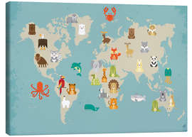 Lienzo  Mapa del mundo con animales - Petit Griffin