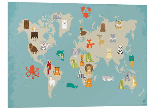 PVC print World map with animals