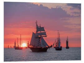 Stampa su PVC Sailing ships on the Baltic Sea in the evening