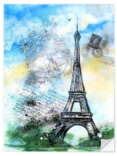 Selvklebende plakat Memory of Paris