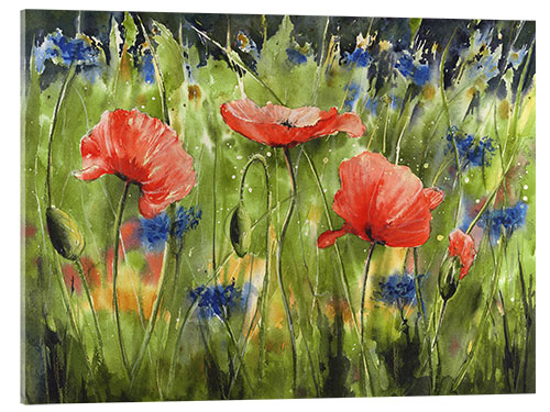 Quadro em acrílico Three poppies