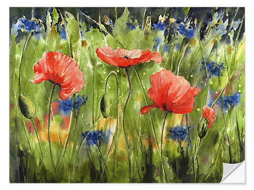 Sticker mural Trois coquelicots