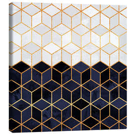 Canvas print White and navy cubes