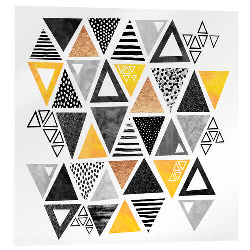 Akrylbilde Triangle abstract   Black and yellow