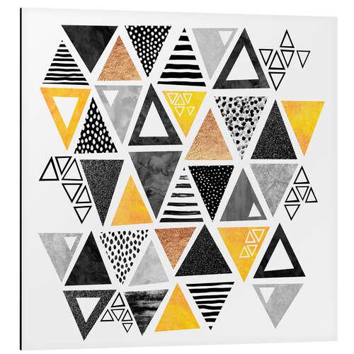 Tableau en aluminium Triangle abstrait - noir et jaune 