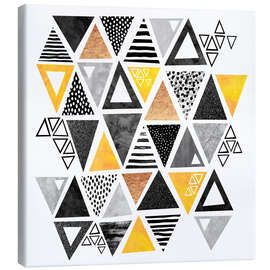 Stampa su tela Triangle abstract   Black and yellow