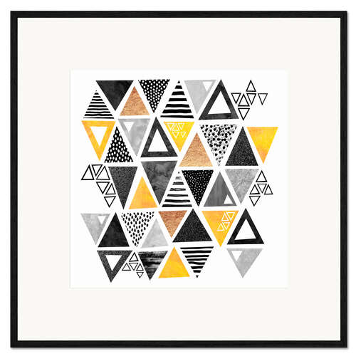 Framed art print Triangle abstract   Black and yellow