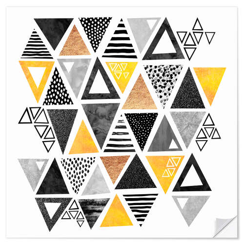 Selvklebende plakat Triangle abstract   Black and yellow