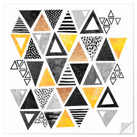 Muursticker Triangle abstract   Black and yellow