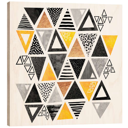 Wood print Triangle abstract   Black and yellow