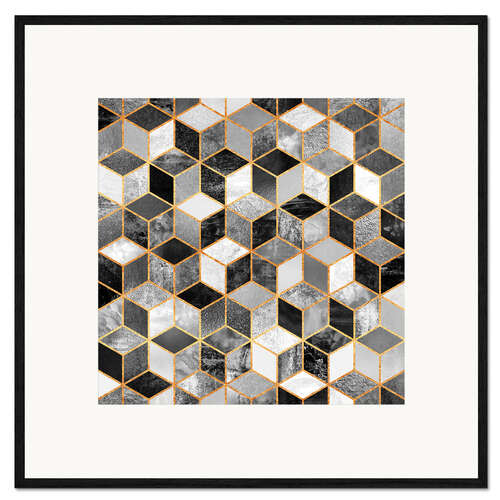 Impresión de arte enmarcada Black and white cubes