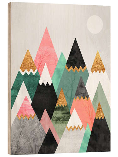 Wood print Pretty mountains