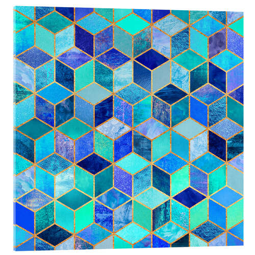 Tableau en verre acrylique Cubes bleus