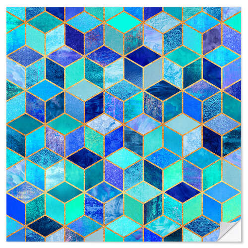 Sticker mural Cubes bleus