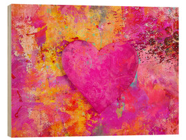 Tableau en bois  Cœur rose - Andrea Haase