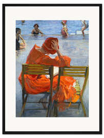 Gerahmter Kunstdruck Frau in rotem Kleid - Sir John Lavery