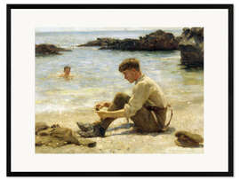 Ingelijste kunstdruk Lawrence as a cadet at Newporth beach