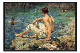 Gerahmter Kunstdruck Grün und Gold