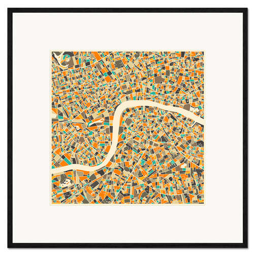 Ingelijste kunstdruk London map colorful