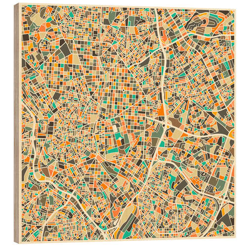 Quadro de madeira Madrid Map I