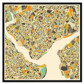 Gerahmter Kunstdruck Istanbul Karte Weiß I