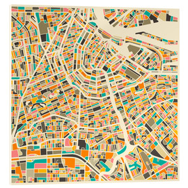 Akrylglastavla  Amsterdam map colorful - Jazzberry Blue