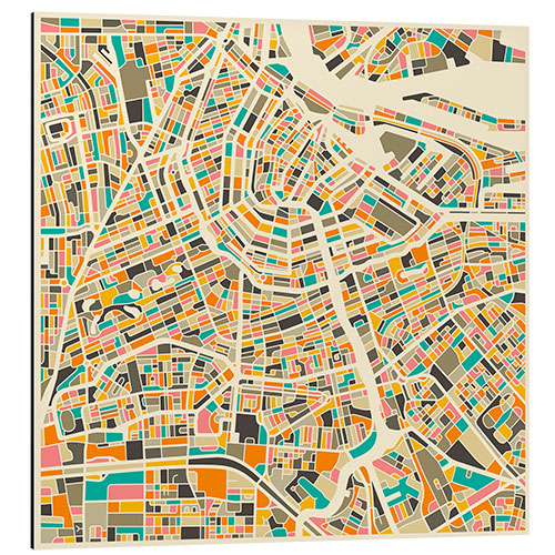 Aluminium print Amsterdam map colorful