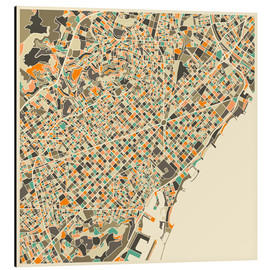 Cuadro de aluminio Mapa de Barcelona - Jazzberry Blue