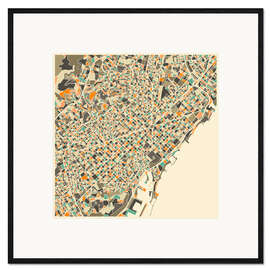 Framed art print Barcelona Map I