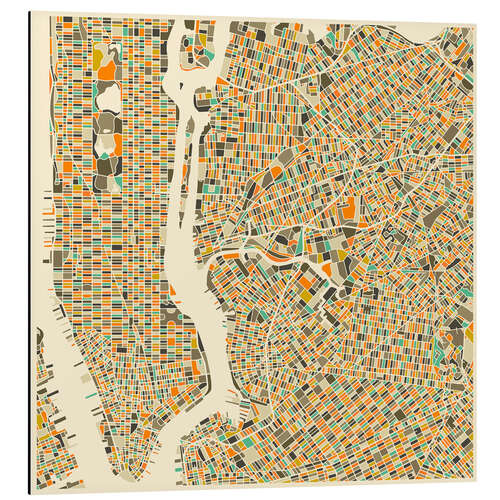 Cuadro de aluminio Mapa de Nueva York colorido