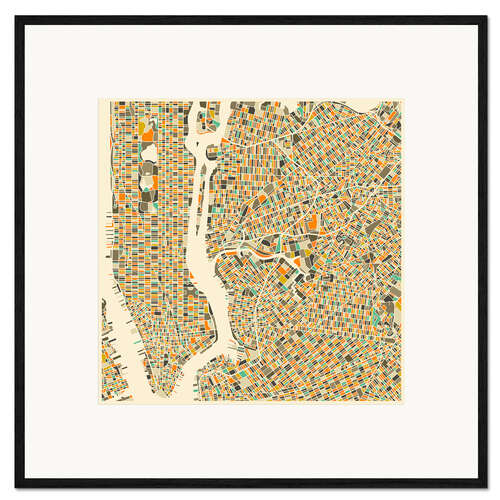 Ingelijste kunstdruk New York Map Colourful