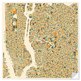 Autocolante decorativo Mapa de Nova York colorido