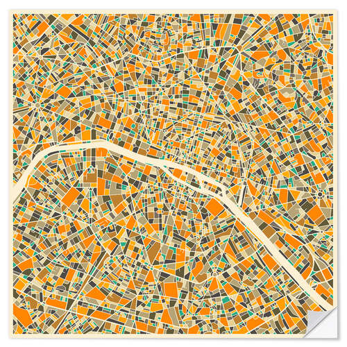 Autocolante decorativo Mapa de Paris colorido