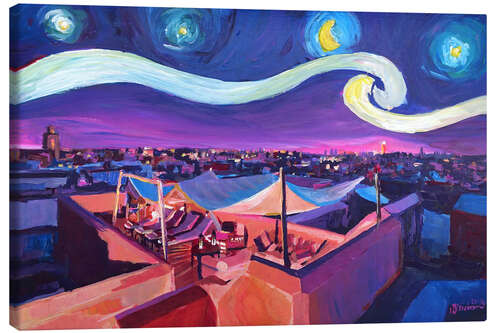 Canvas print Starry Night in Marrakech   Van Gogh Inspirations on Fna Market Place in Morocco