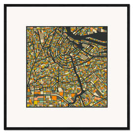 Ingelijste kunstdruk Amsterdam Map