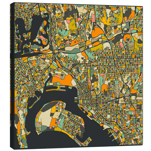 Quadro em tela San Diego Map